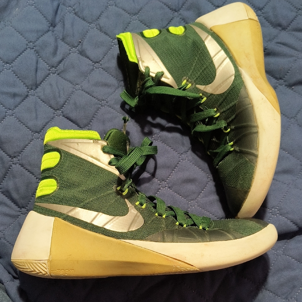 Nike Green and Silver Hyperdunk 2015 High-Top Sneakers
